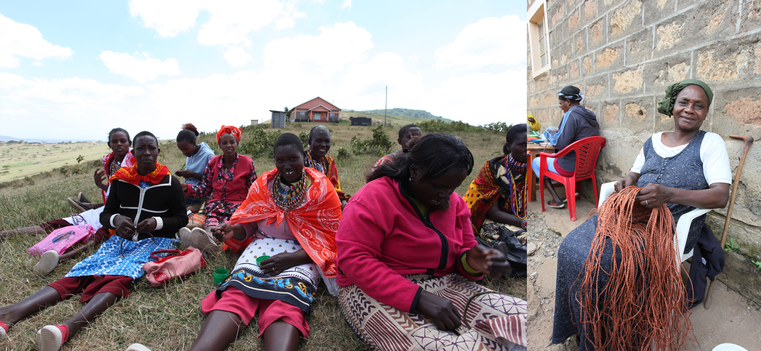 （左）ケニア・マサイ族のビーズワーク、（右）ケニアの手編みかご