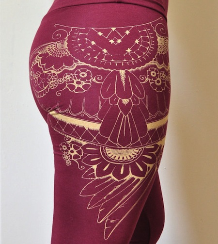 Organic Bamboo Leggings with Henna Style Wing Print from Sea of Wolves Design