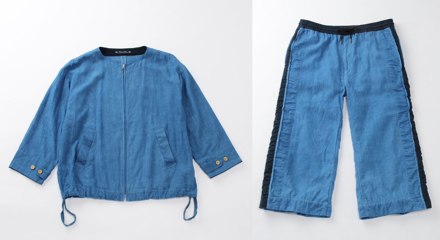 SASQUATCHfabrix(左)スカル刺繍ブルゾン〈62,000円+税〉、(右)パンツ〈28,000円+税〉