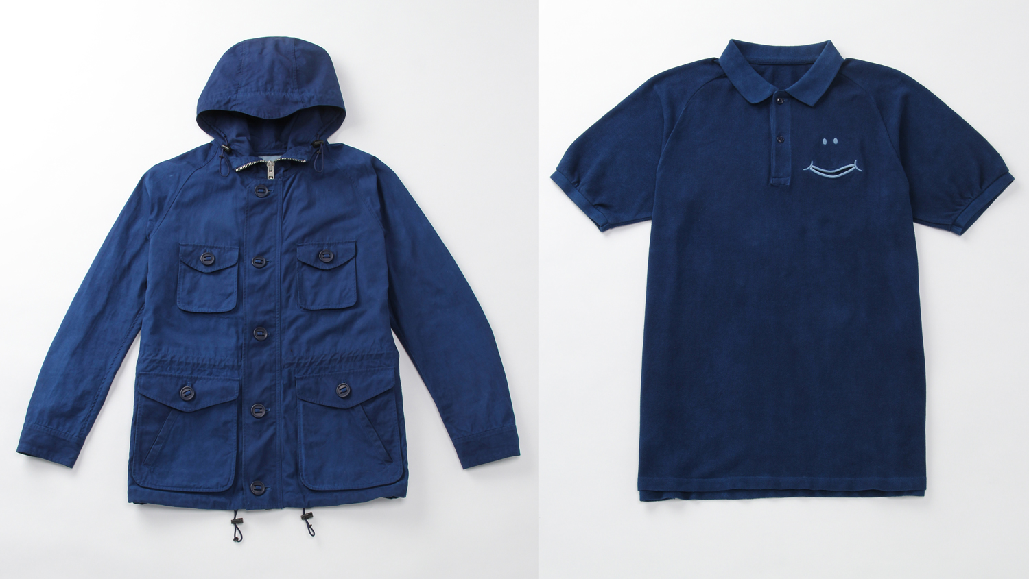 MARKAWARE(左)マウンテンパーカー〈92,000円+税〉、(右)ポロシャツ〈17,000円+税〉