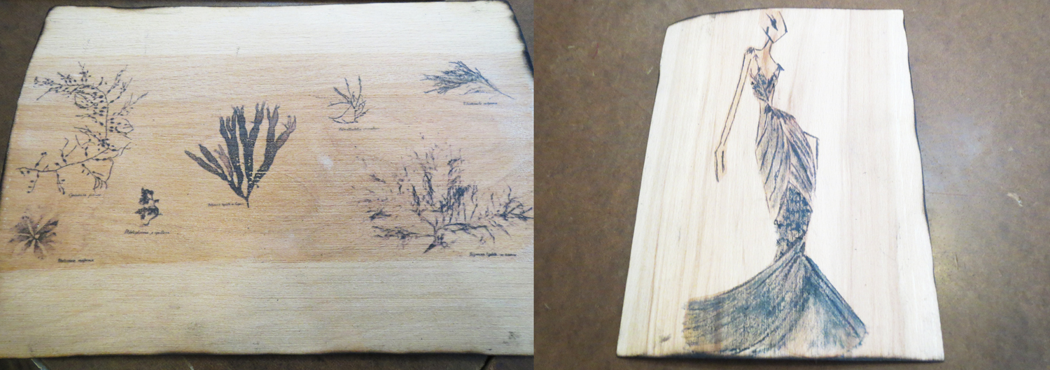 古材から作られた木版に描いているインスピレーションボードとデザイン画
